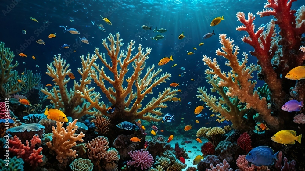 Fototapeta premium coral reef and fishes