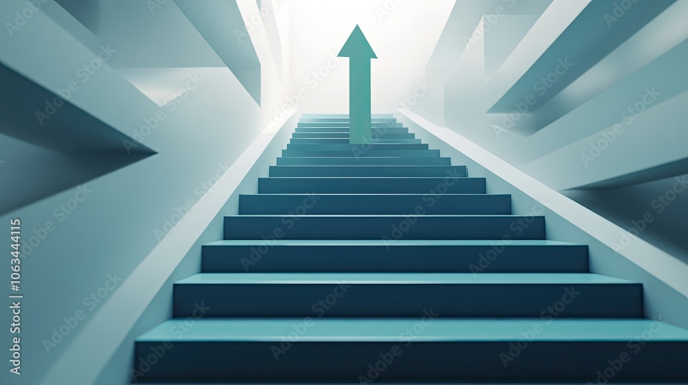 Ascending Steps with Arrow Symbolizing Progress Ascending Steps with Arrow Symbolizing Progress