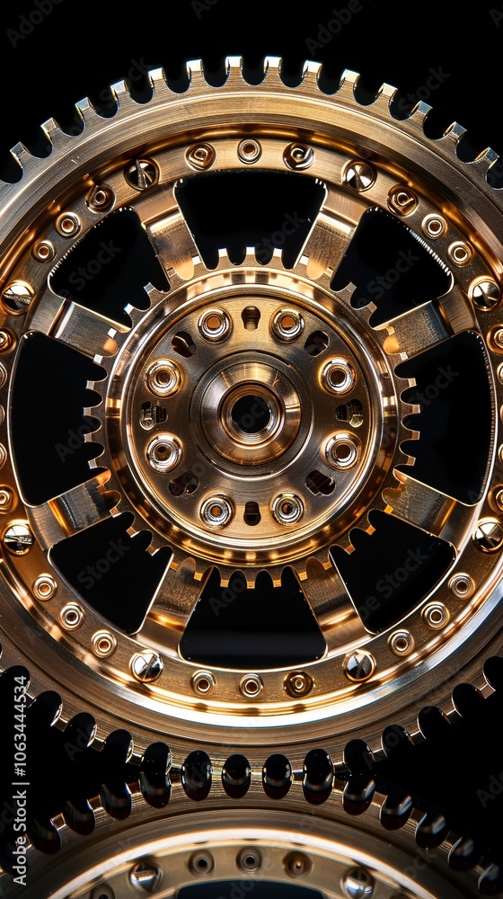 Golden Cogwheel on Black Background Golden Cogwheel on Black Background