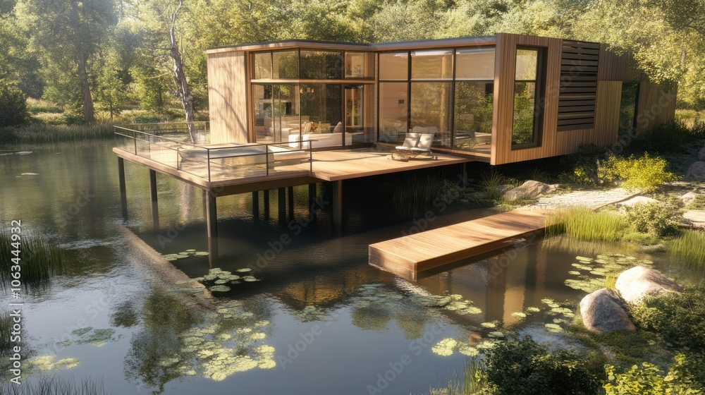 An innovative eco-conscious home by a peaceful lake An innovative eco-conscious home by a peaceful lake