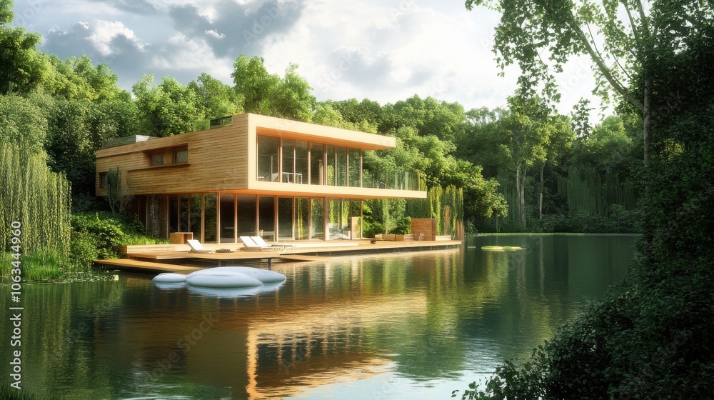 An innovative eco-conscious home by a peaceful lake An innovative eco-conscious home by a peaceful lake