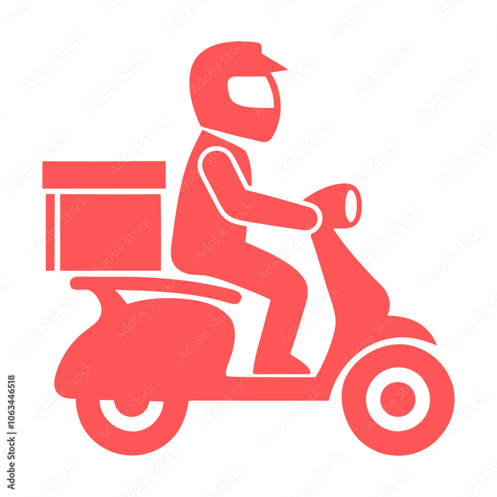 food delivery boy icon with motorbike scooter food box vector art design image food delivery boy icon with motorbike scooter food box vector art design image