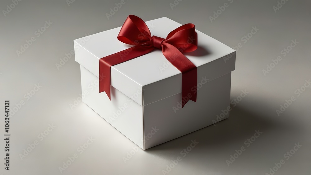 A single, elegantly wrapped white gift box A single, elegantly wrapped white gift box