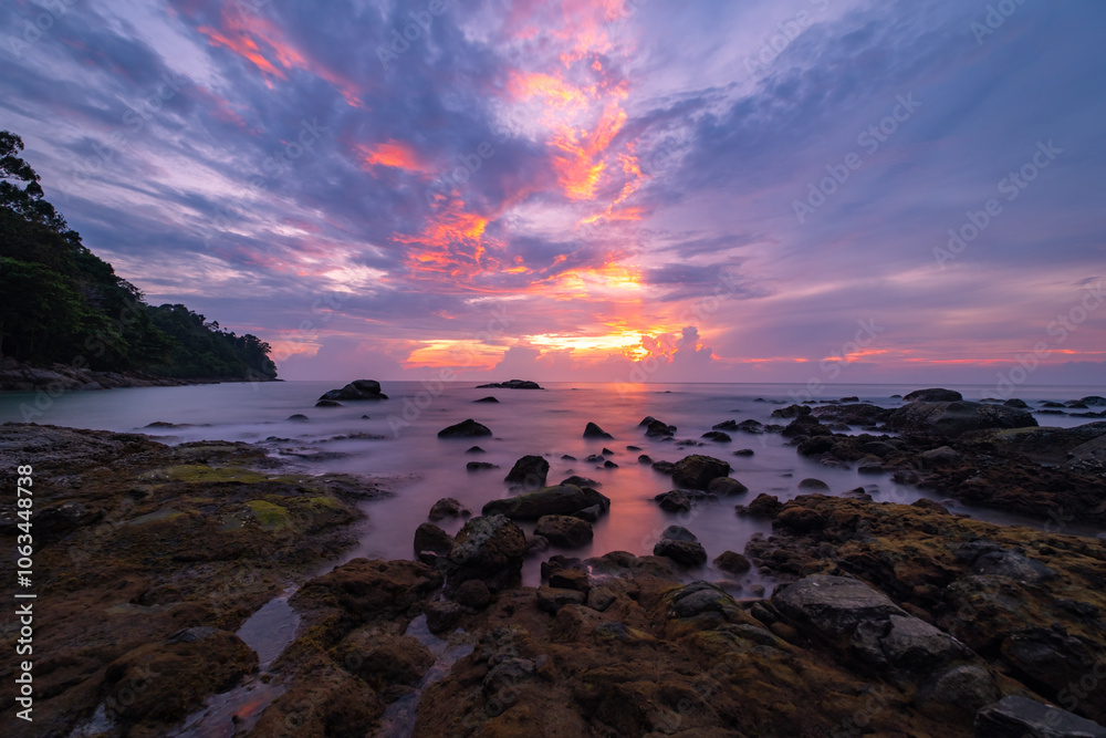 Fototapeta premium Beautiful sunset time near the beach at Khao Lake national park, Thailand