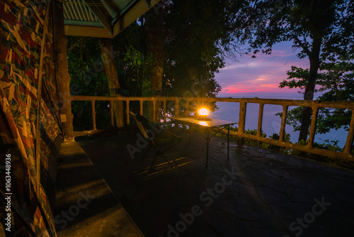 Beautiful sunset time near the beach at Khao Lake national park, Thailand