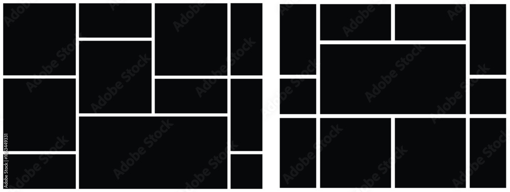 Collage set for photo album and web design layout. Texture pattern for picture display presentation. background and rectangle shape for wall mood board