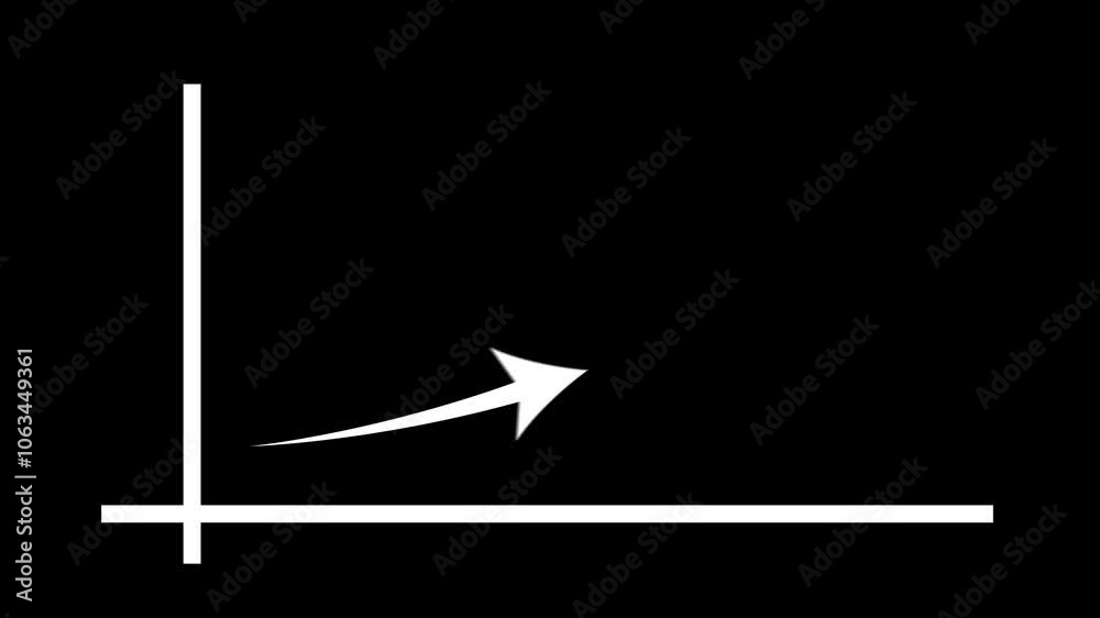 Financial Business Chart Data Arrow Growth Animation on Black Background Financial Business Chart Data Arrow Growth Animation on Black Background