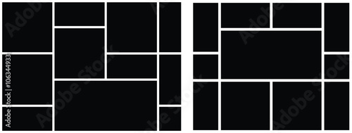 Collage set for photo album and web design layout. Texture pattern for picture display presentation. background and rectangle shape for wall mood board