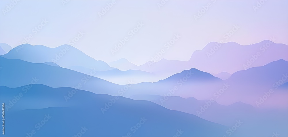 gentle fog rolling over minimalist mountain shapes, subtly changing colors from blue to lavender gentle fog rolling over minimalist mountain shapes, subtly changing colors from blue to lavender