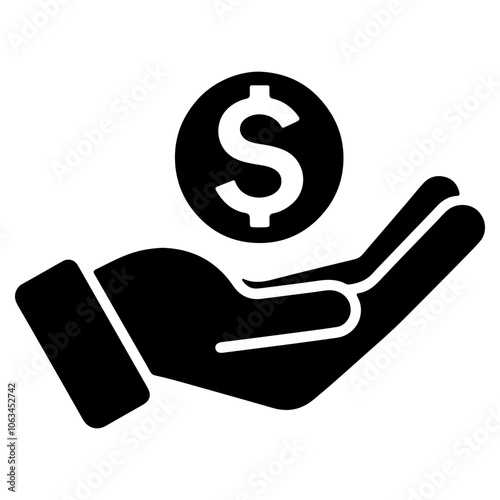 Money savings and finance vector icon. Isolated Money related icon with hand on white background.