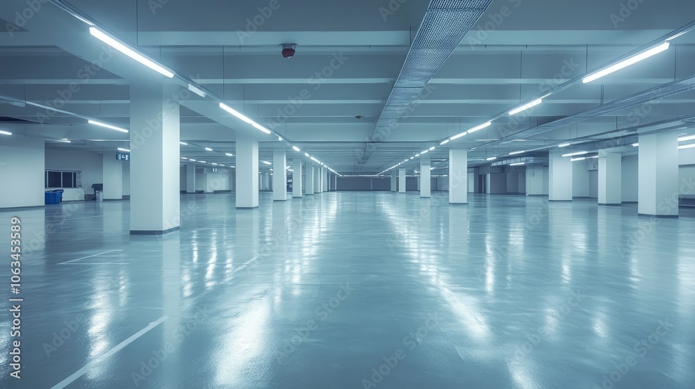 Fototapeta premium Spacious and Empty Indoor Parking Area