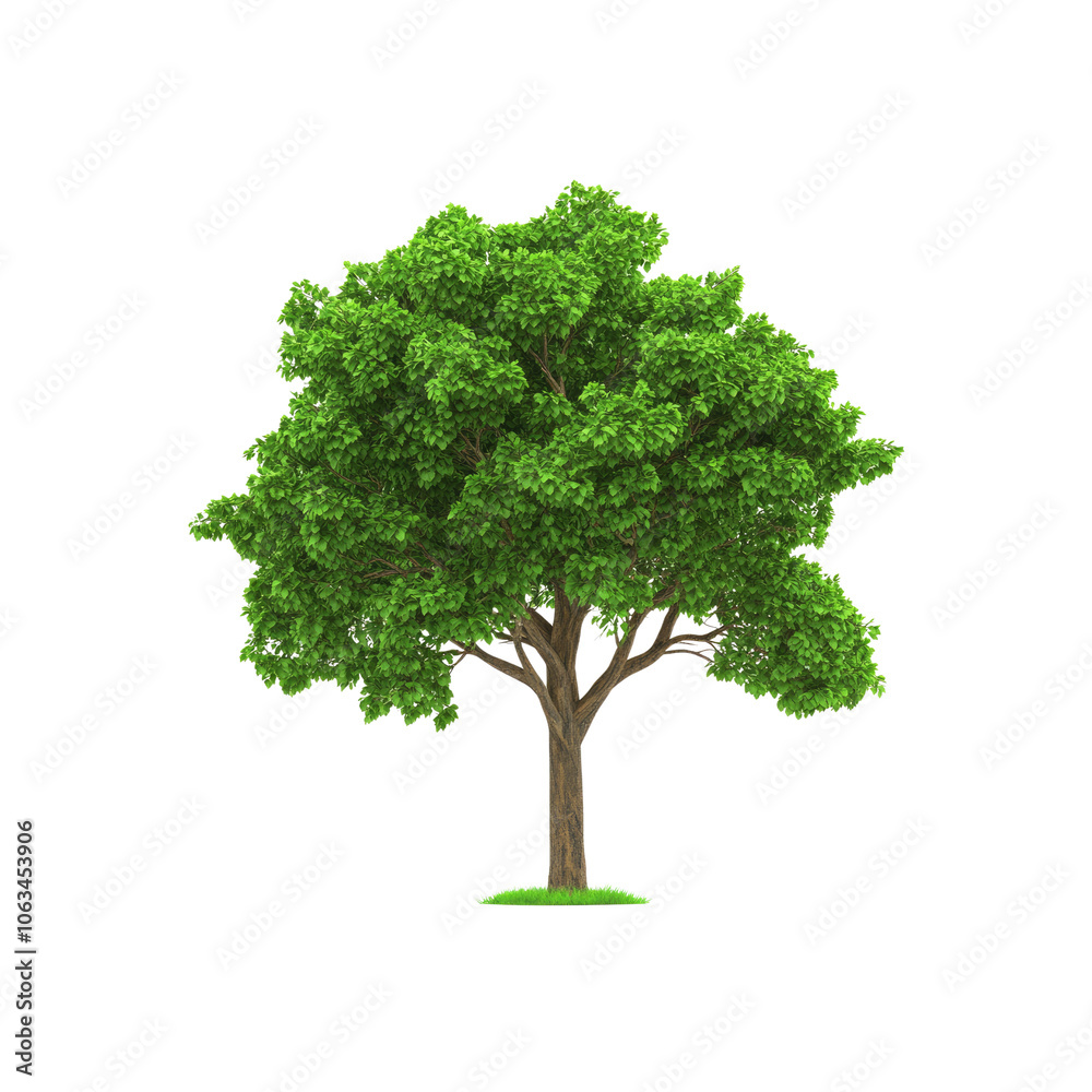 Isolated Green Tree with Lush Foliage on White Background Isolated Green Tree with Lush Foliage on White Background