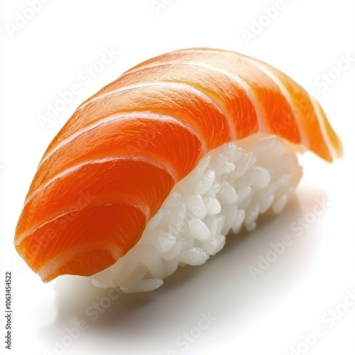 Realistic Salmon Nigiri Sushi on White Background White Background