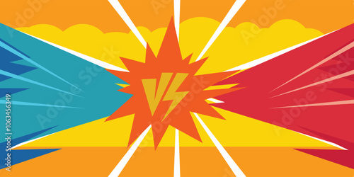 Epic Battle Showdown Versus Graphic with Radiating Yellow Background