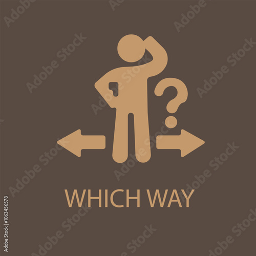 Man best decision icon making right choice person in confuse business direction crossroad 