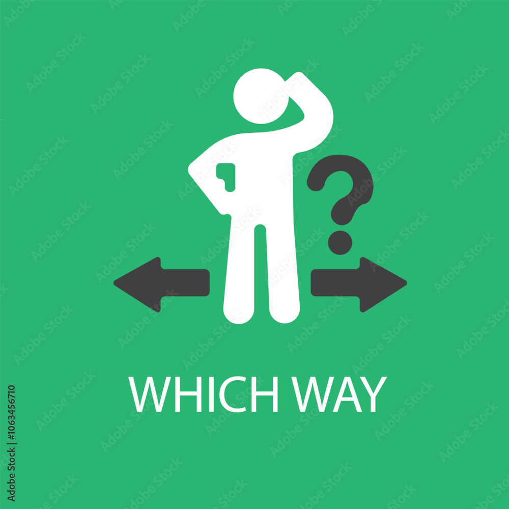 Man best decision icon making right choice person in confuse business direction crossroad Man best decision icon making right choice person in confuse business direction crossroad