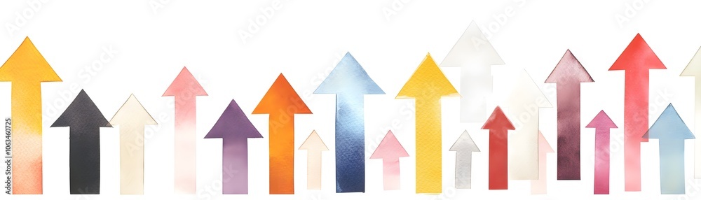 Upward Trending Arrows in Watercolor Style Upward Trending Arrows in Watercolor Style