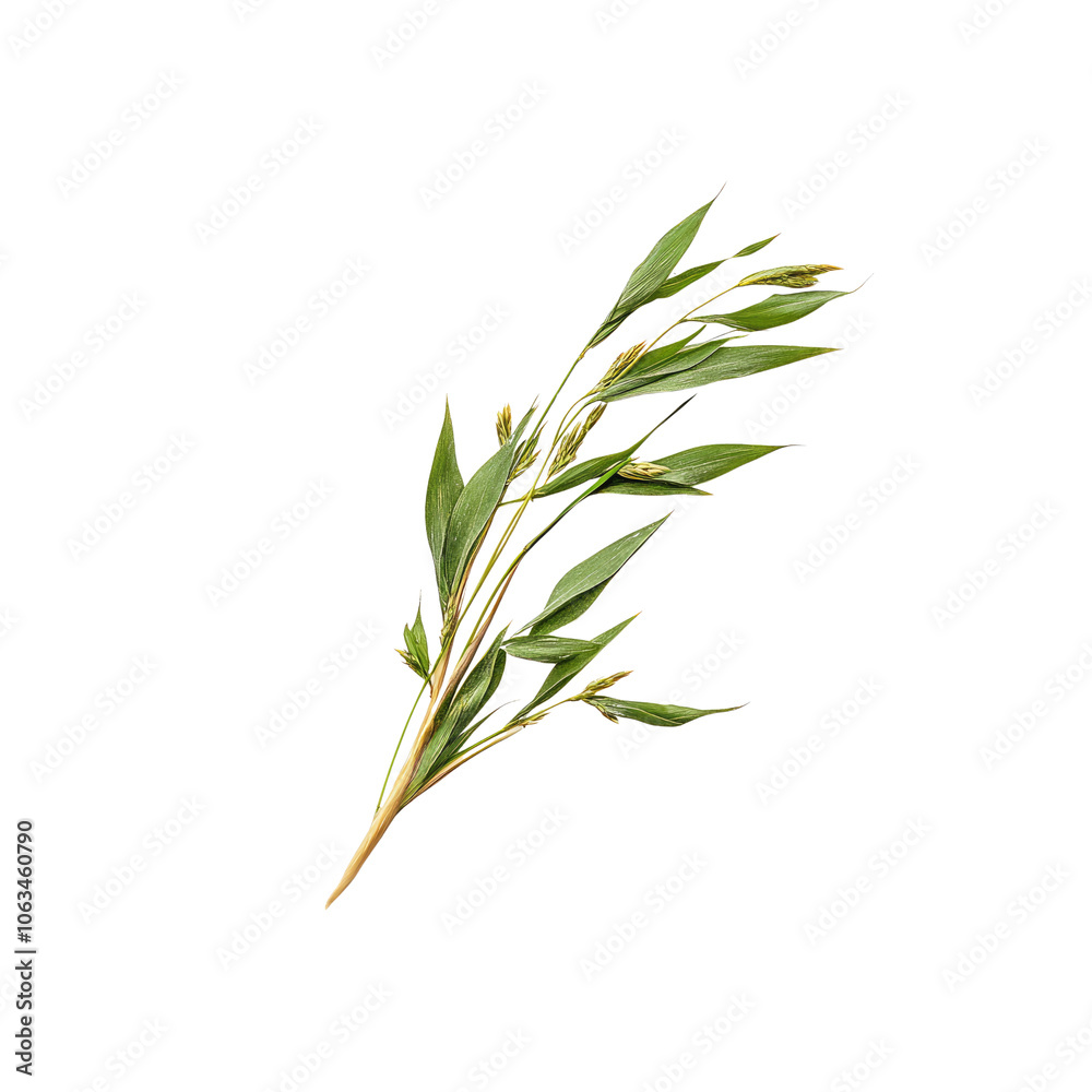 Fototapeta premium Close Up of a Green Grass Sprig with Seed Heads