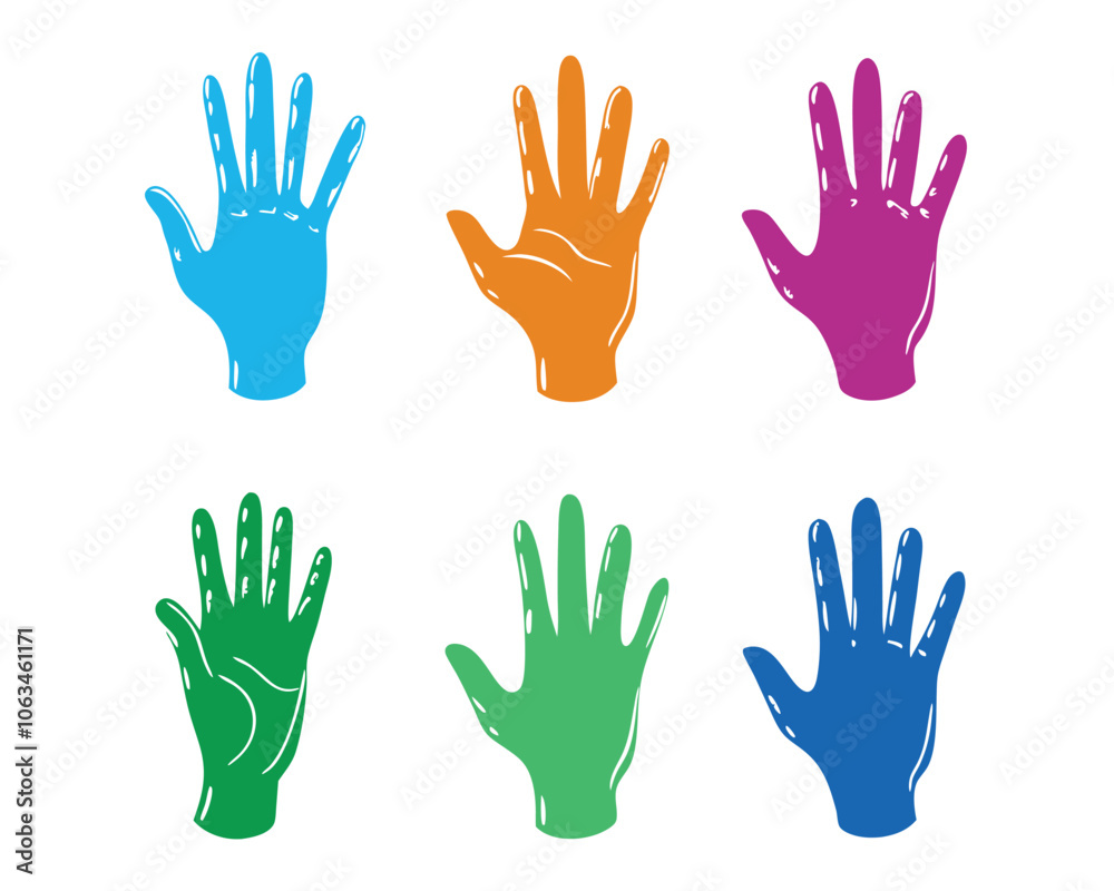 Fototapeta premium Multicolor Handprint Vector Illustration Set