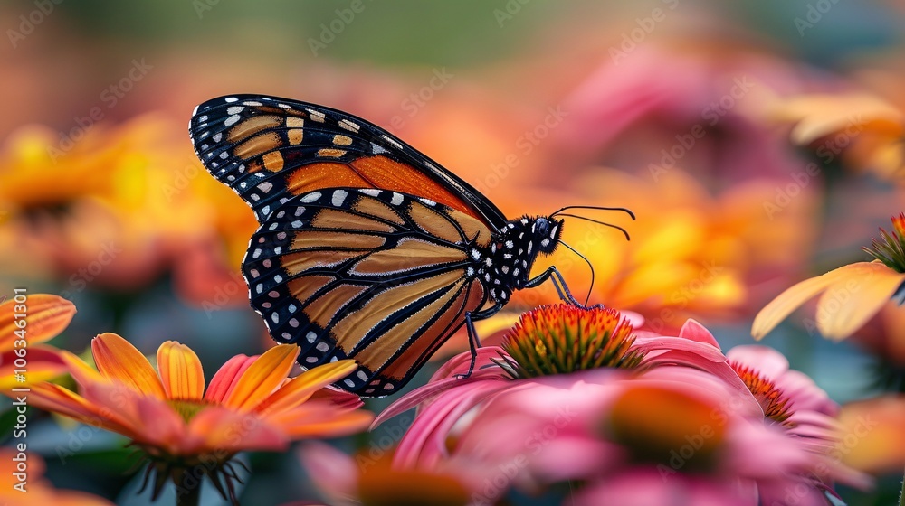 butterfly delicately perched on blooming flowers against a soft pastel background, butterfly delicately perched on blooming flowers against a soft pastel background,