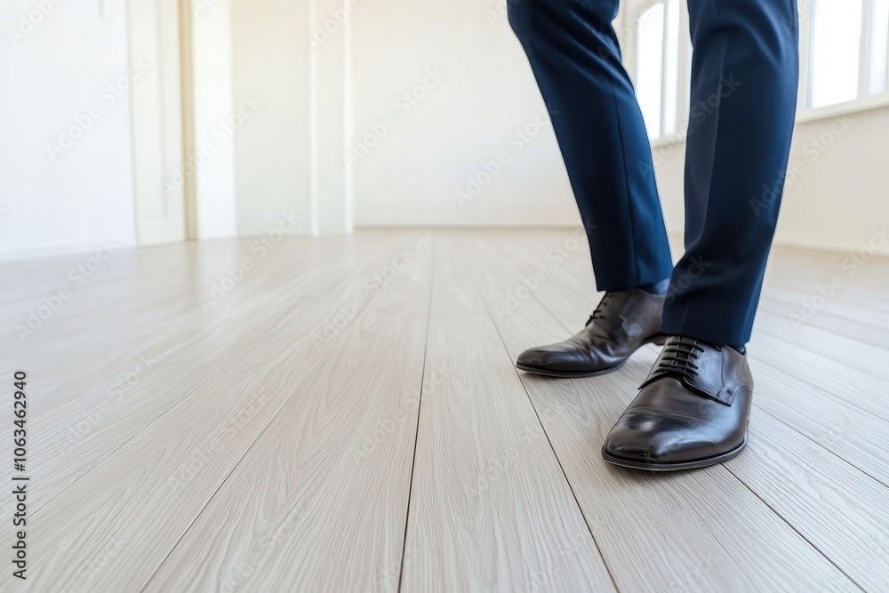Elegant Shoes on Polished Floor in Modern Space