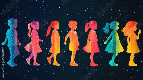 Colorful Silhouettes of Children with Pride Colors photo