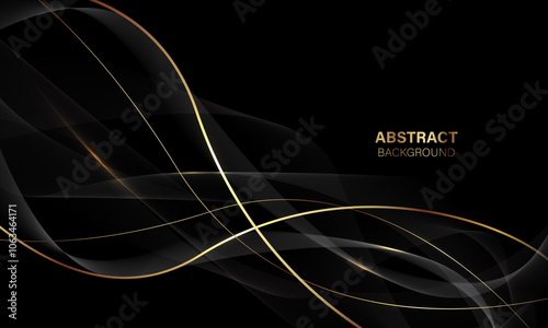 Abstract black gold light luxury wave curve with blank space for text place design modern creative background vector