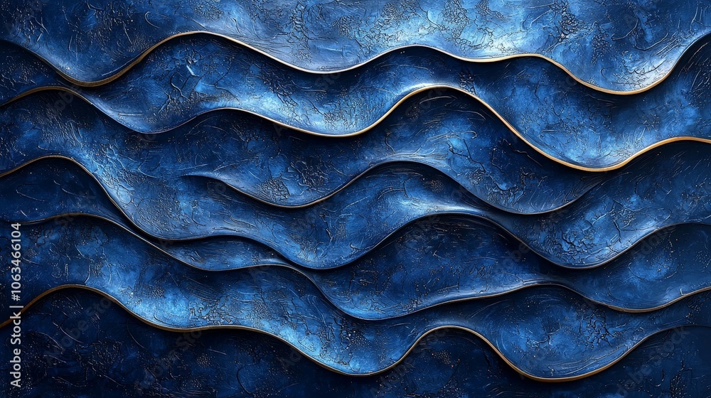 Abstract waves in deep blue tones with golden accents, creating a textured, artistic backdrop. Abstract waves in deep blue tones with golden accents, creating a textured, artistic backdrop.