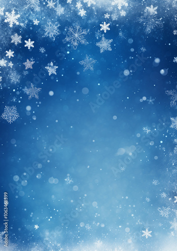 Blue winter background with snowflakes.