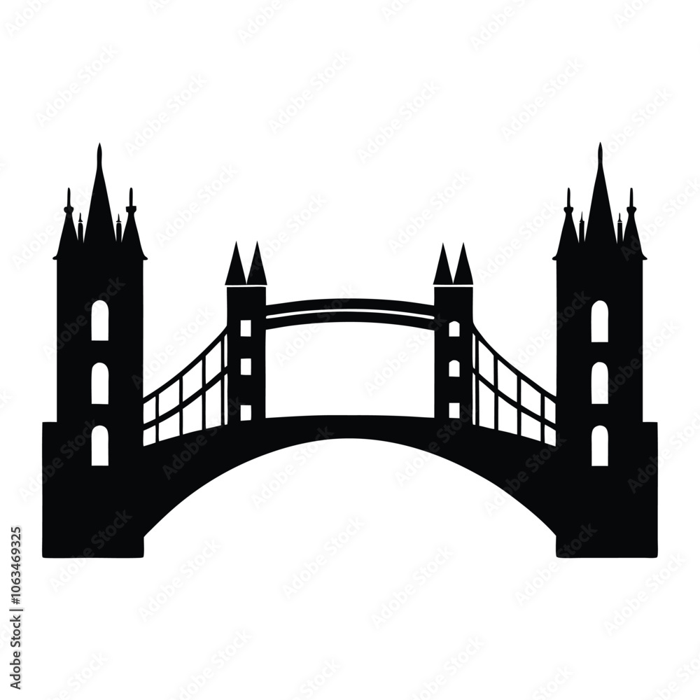 Fototapeta premium London Bridge vector Silhouette on white background