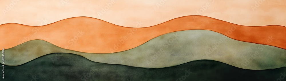 Abstract Wavy Pattern in Orange, Green, and Beige Tones Abstract Wavy Pattern in Orange, Green, and Beige Tones