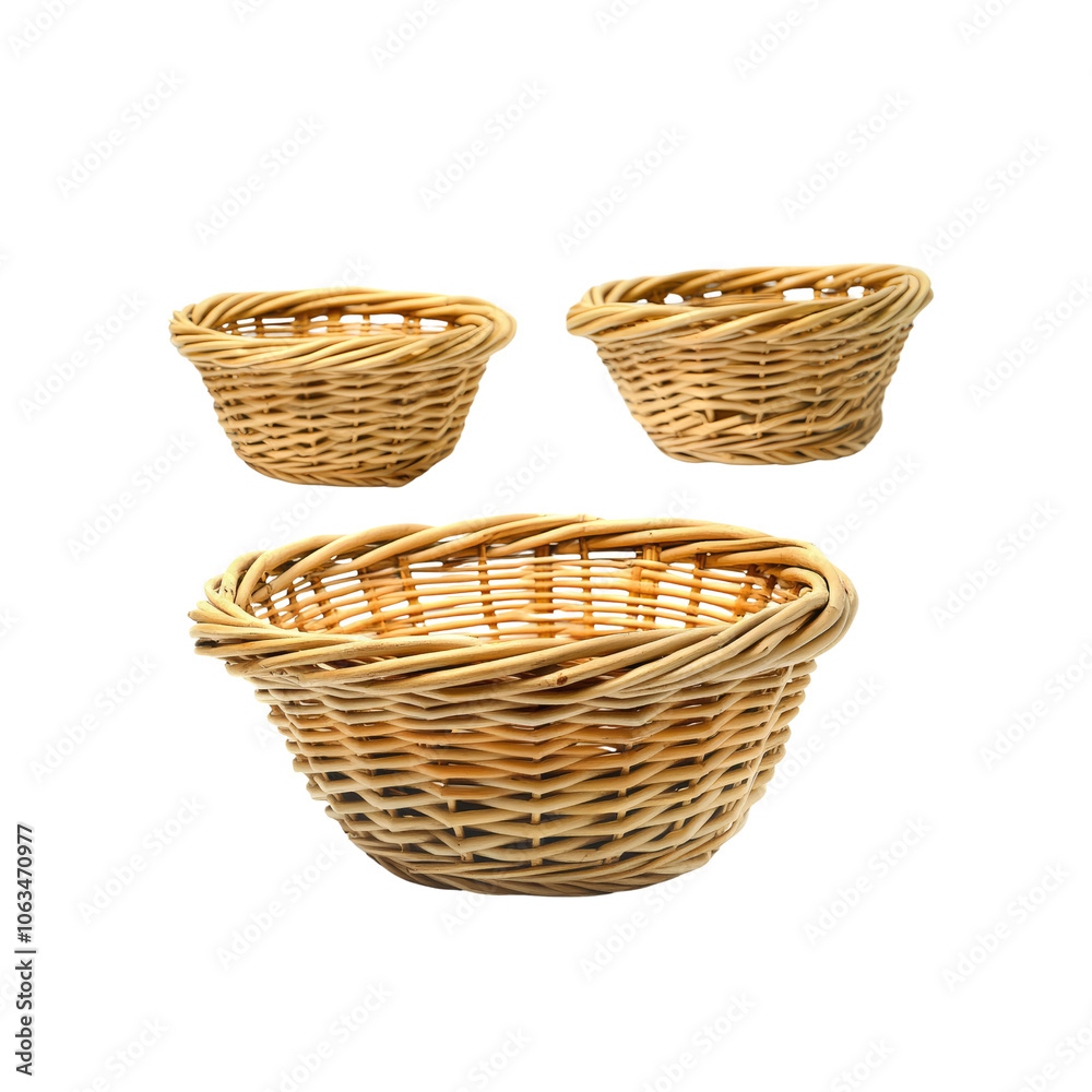 Set of Three Woven Wicker Baskets Set of Three Woven Wicker Baskets