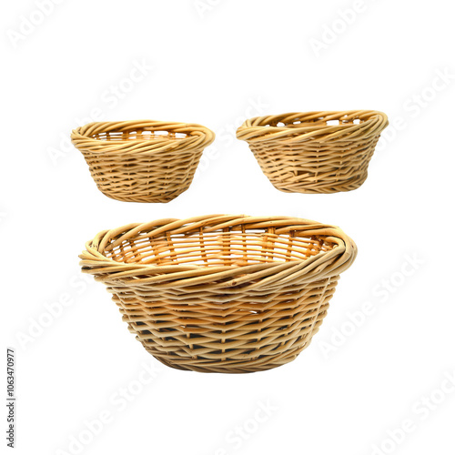 Set of Three Woven Wicker Baskets