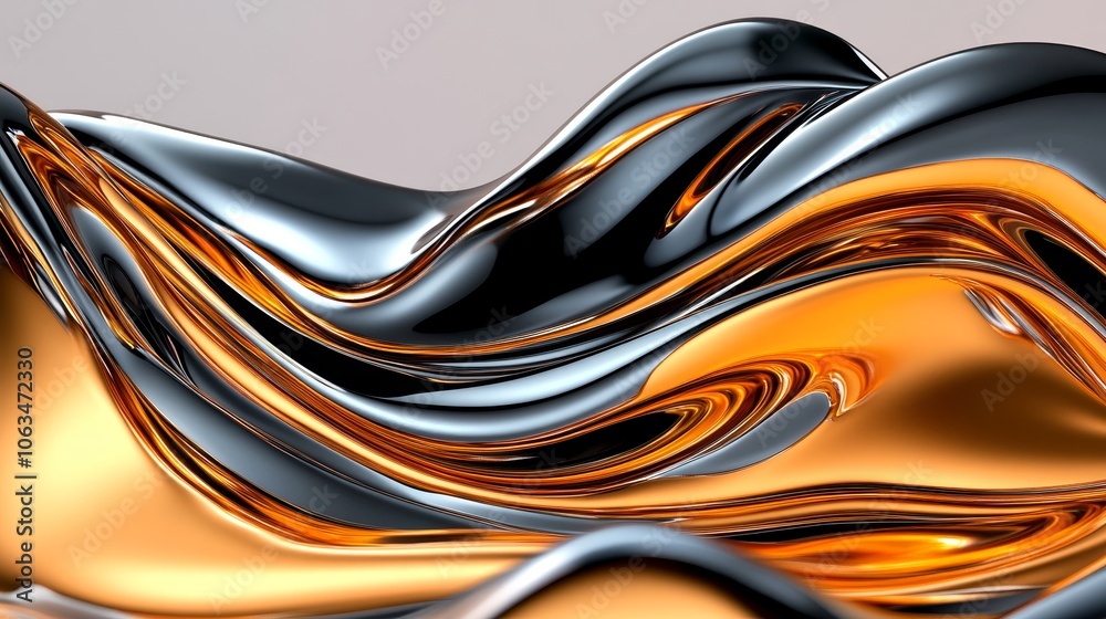 Abstract Gold and Silver Liquid Metal Waves Modern Design Background Abstract Gold and Silver Liquid Metal Waves Modern Design Background