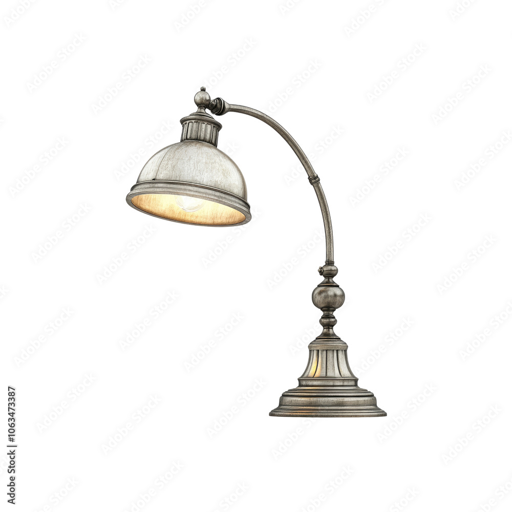 Antique Silver Desk Lamp with Dome Shade Antique Silver Desk Lamp with Dome Shade