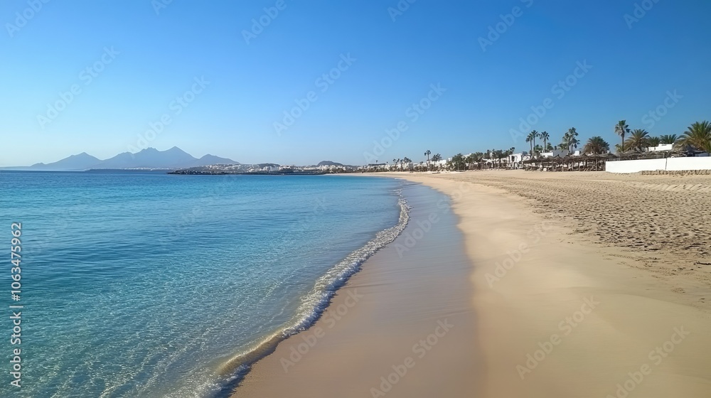 Serene Beach View with Clear Water and Gentle Waves Serene Beach View with Clear Water and Gentle Waves