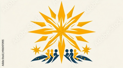 Community Star Vector Design with People Silhouettes