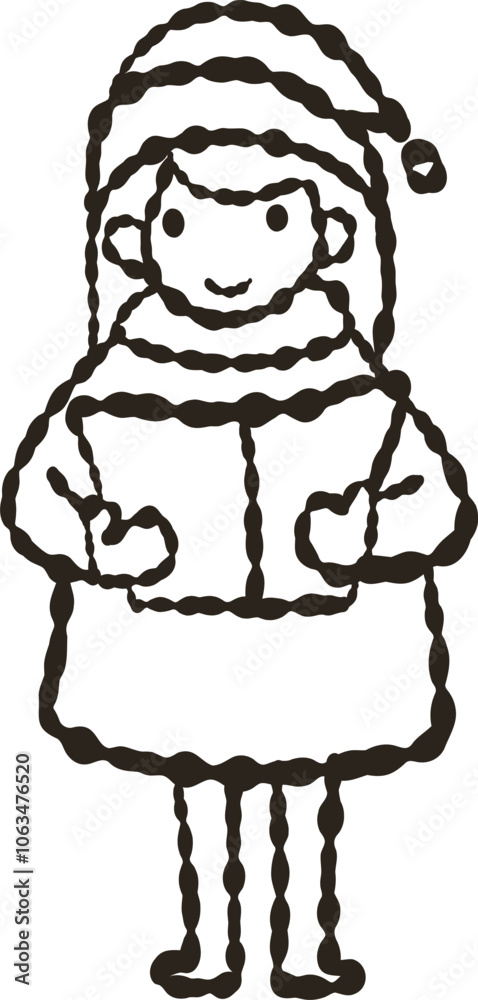 Hand Drawn Doodle Christmas Caroler Illustration Hand Drawn Doodle Christmas Caroler Illustration