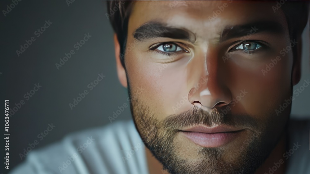 Obraz premium Close-Up Portrait of a Handsome Young Man