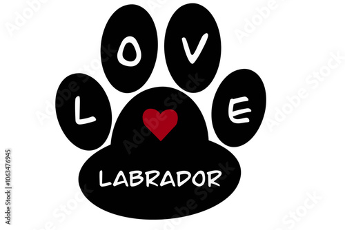 Vector of a dog paw print with the word 