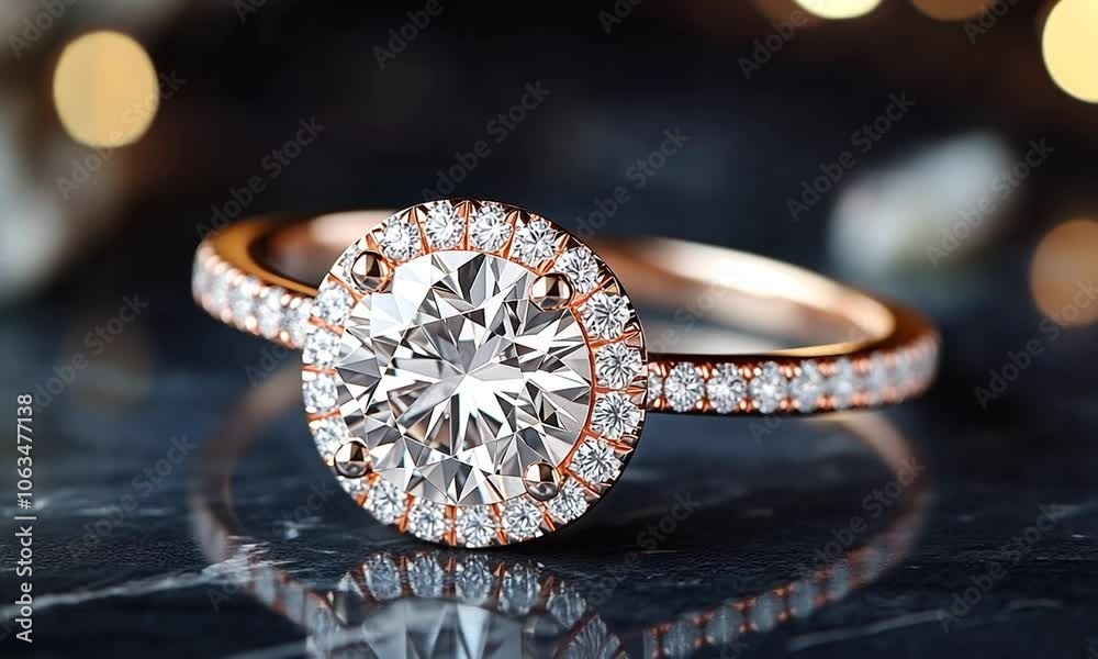 A Diamond Engagement Ring with a Halo Setting A Diamond Engagement Ring with a Halo Setting