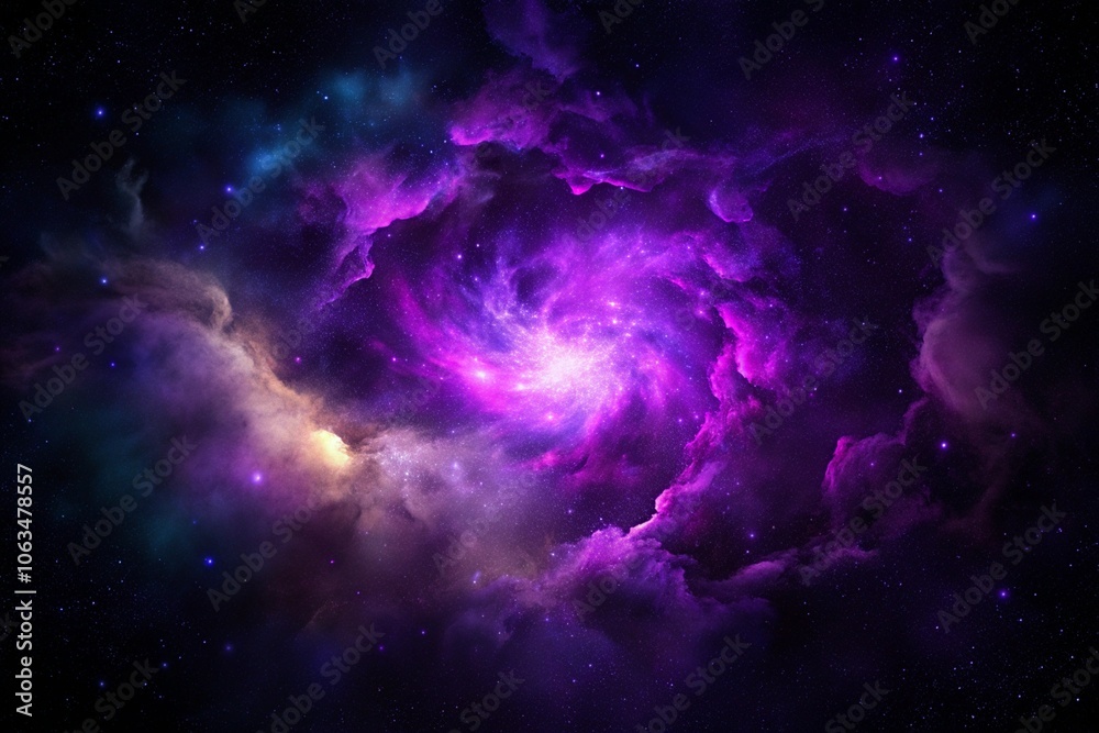 Purple gas nebulae in space and sparkling stars Purple gas nebulae in space and sparkling stars