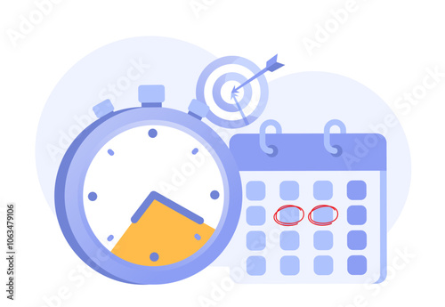 Schedule time management, target, deadline concept, planner, planning and organization, flat vector illustration banner for website