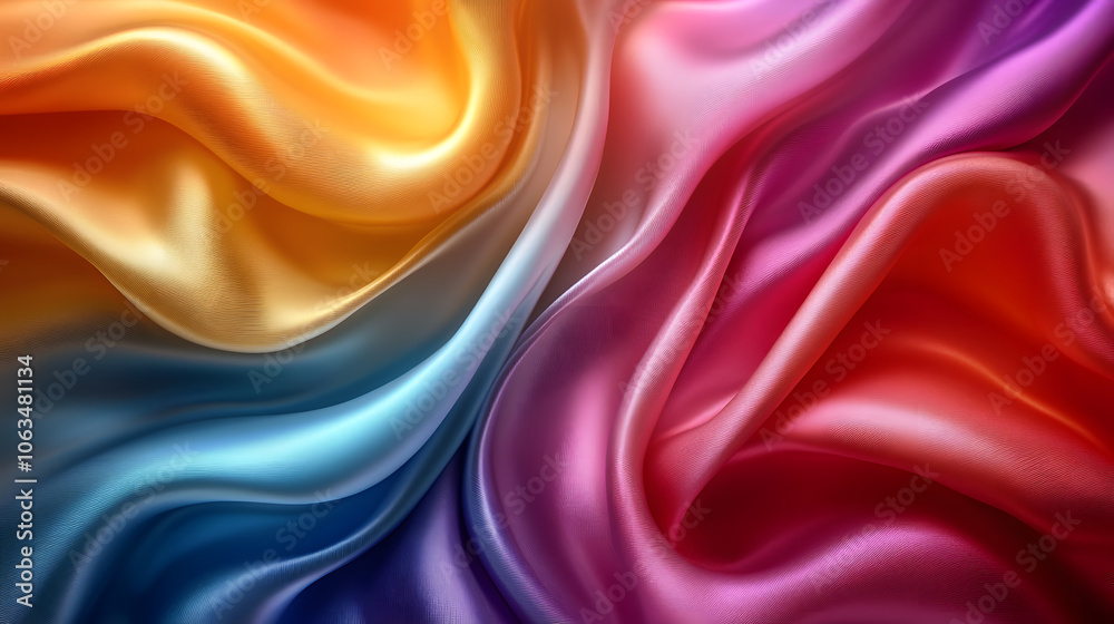 Vibrant Liquid Gradients with Metallic Hues Flowing Like Waves Against Luxurious Satin Background Vibrant Liquid Gradients with Metallic Hues Flowing Like Waves Against Luxurious Satin Background