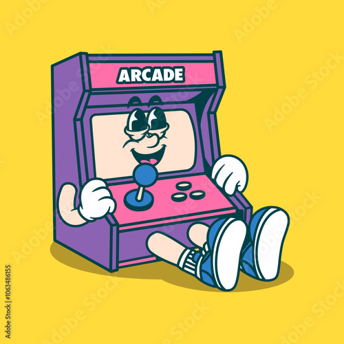 Arcade Machine Mascot Cartoon Vector Art, Illustration and Graphic