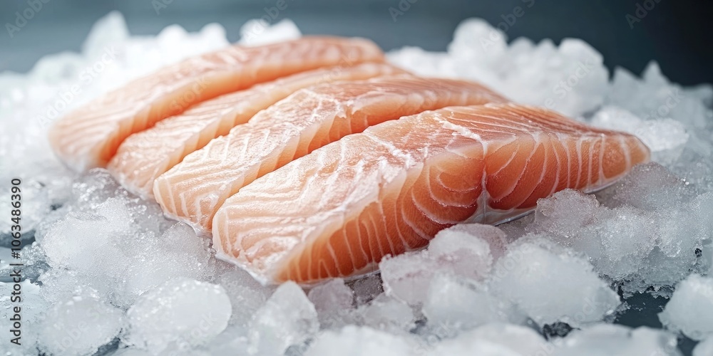 Chilled Fish Portions on Ice. Horizontal Perspective. Related to the Food Sector. Chilled Fish Portions on Ice. Horizontal Perspective. Related to the Food Sector.