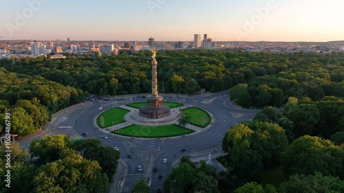 Aerial view of Siegessaule. Berlin, Germany photo