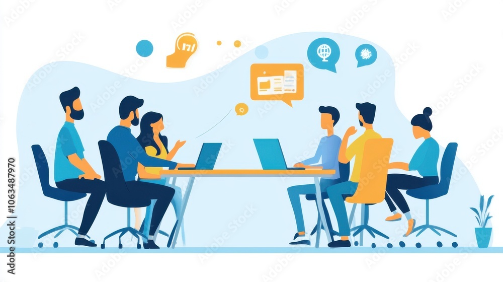 A group of ideal employers meeting with their team, A group of ideal employers meeting with their team,
