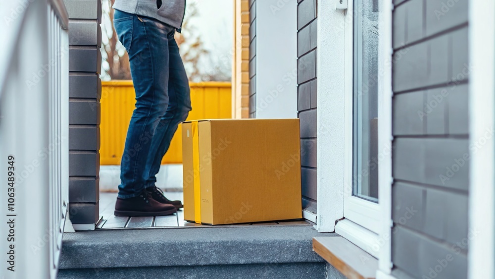 Delivery Box at a Home Entrance on a Sunny Day Delivery Box at a Home Entrance on a Sunny Day