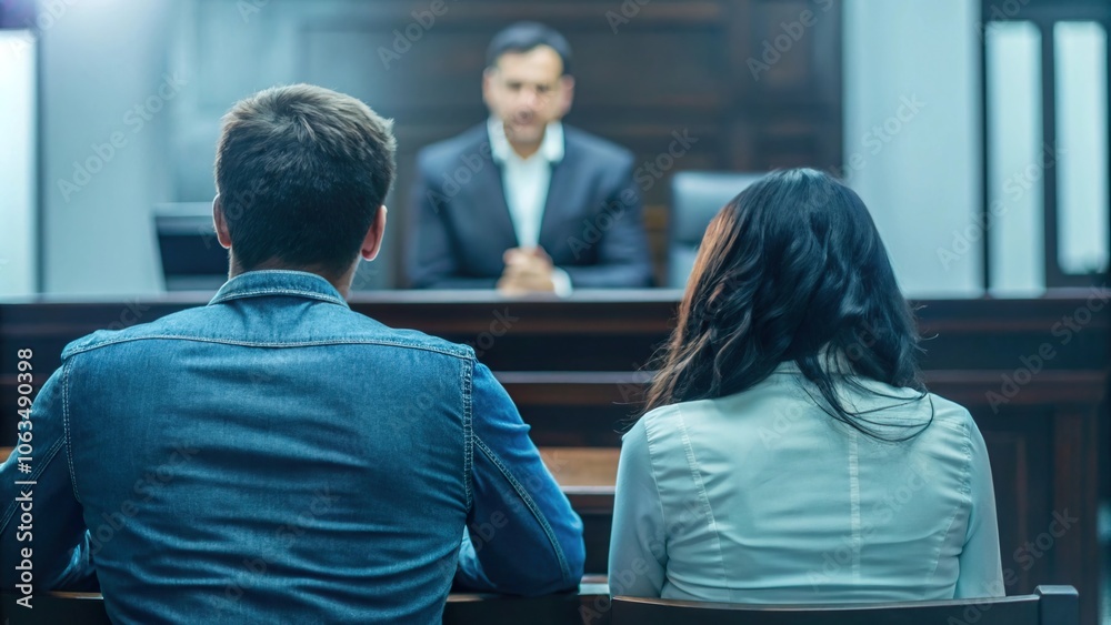 Fototapeta premium Couple in Court During Legal Hearing